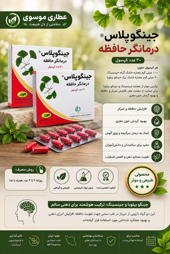 کپسول جینکوپلاس بهار پایا – 30 عدد