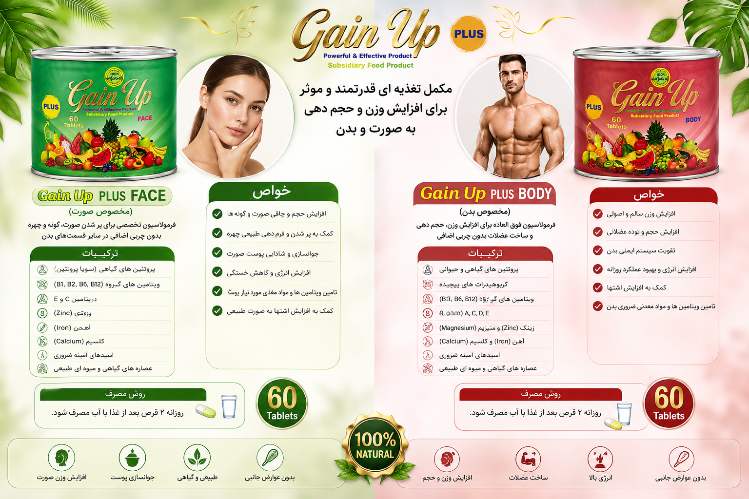 گین اپ پلاس صورت و بدن